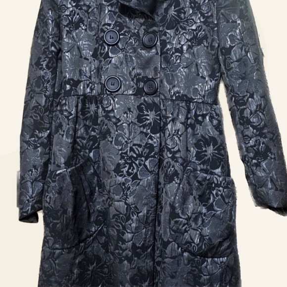 Simply Vera Vera Wang Longseeve Black Floral Metallic Button Jacket Womens Large - Picture 6 of 6